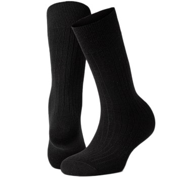 Läs mer om Panos Emporio Strumpor 2P Premium Mercerized Wool Rib Socks Svart One Size Herr
