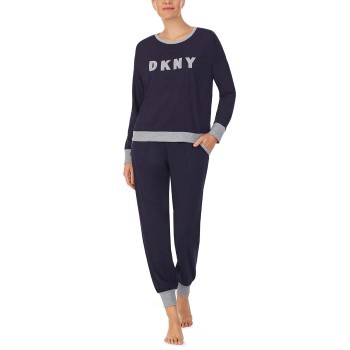 Läs mer om DKNY New Signature Long Sleeve Top and Jogger PJ Marin Medium Dam