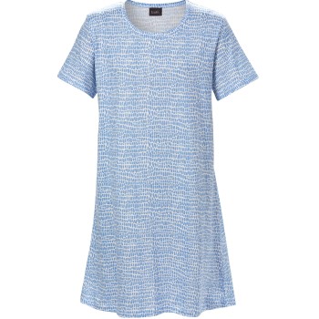 Läs mer om Trofe Croco Big T-Shirt Dress Blå Mönstrad bomull Medium Dam