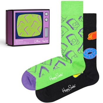 Läs mer om Happy socks Strumpor 2P The Simpsons Gift Set Svart/Grön bomull Strl 36/40