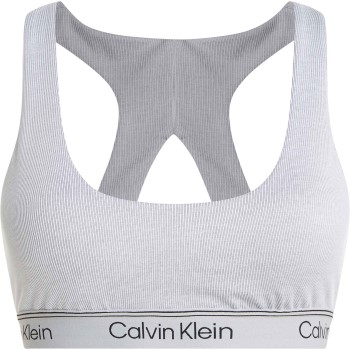 Calvin Klein BH Sport Ribbed Medium Impact Sport Bra Grå polyester X-Large Dam