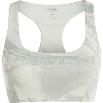 Läs mer om Calvin Klein BH Sport Medium Support Printed Bra Ljusgrön Small Dam