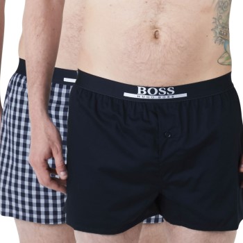Läs mer om BOSS Kalsonger 2P Woven Boxer Shorts With Fly A Blå Mönstrad bomull XX-Large Herr