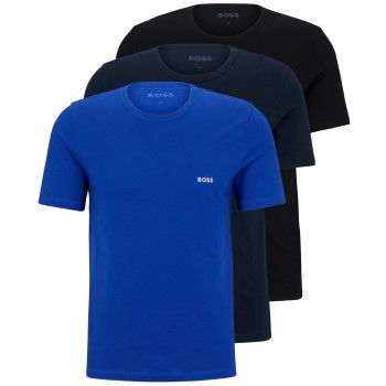BOSS 3P Classic Cotton Solid T-Shirt Svart/Blå bomull Large Herr