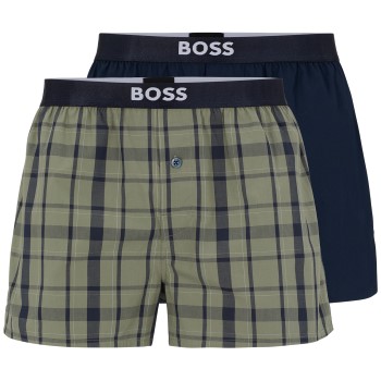 Läs mer om BOSS Kalsonger 2P Patterned Cotton Boxer Shorts EW Blå/Grön bomull Medium Herr