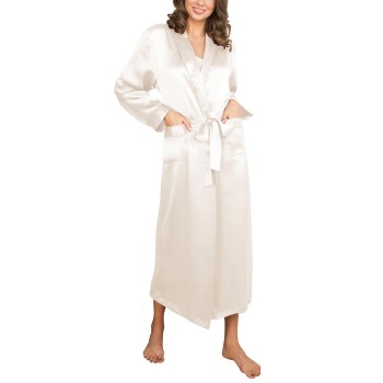 Lady Avenue Pure Silk Long Robe Benvit silke XX-Large Dam | apparel & accessories - clothing - sleepwear & loungewear | ModeLejon