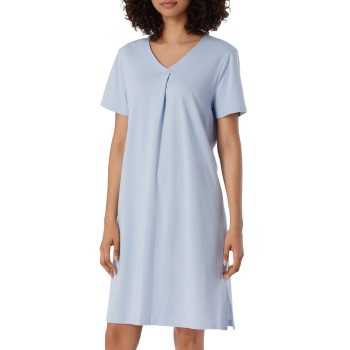 Schiesser Comfort Fit Short Sleeve Nightdress 95cm Ljusblå 46 Dam