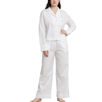 Läs mer om Polo Ralph Lauren Long Sleeve Pyjamas Set Vit bomull Medium Dam