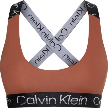 Läs mer om Calvin Klein BH Sport Active Icon Medium Support Bra Brun Large Dam