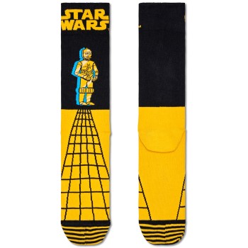Läs mer om Happy Sock Star Wars C-3PO Sock Strumpor Svart/Gul bomull Strl 36/40
