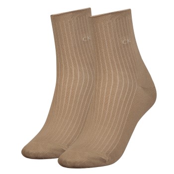 Läs mer om Calvin Klein Strumpor 2P Women Short Roll Top Sock Beige One Size Dam