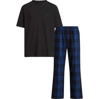 Calvin Klein Pure Flannel Short Sleeve Pyjamas Svart/Blå bomull Medium Dam