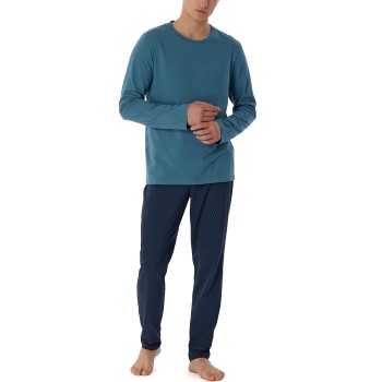 Läs mer om Schiesser Casual Essentials Pyjamas Marin/Blå bomull 50 Herr