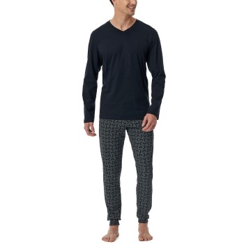 Schiesser Casual Essentials Long Sleeve Pyjamas Mörkblå bomull 54 Herr