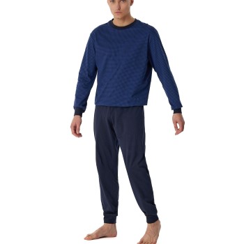 Läs mer om Schiesser Comfort Essentials Long Pyjamas Marin bomull 54 Herr