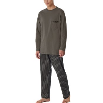 Läs mer om Schiesser Comfort Nightwear Long Pyjamas Brun Mönster bomull 54 Herr