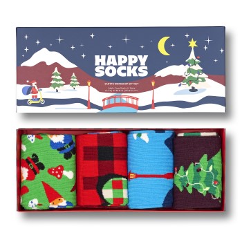 Läs mer om Happy Sock Santas Workshop Socks Gift Set Strumpor 4P Flerfärgad bomull Strl 36/40