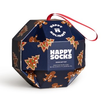 Läs mer om Happy Sock Gingerbread Cookies Gift Set Strumpor Marin mönstrad modal Strl 36/40