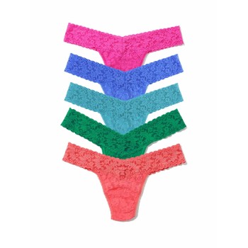 Hanky Panky Trosor 5P Signature Lace Low Rise Thong Blå/Grön nylon One Size Dam | apparel & accessories - clothing - underwear & socks | ModeLejon