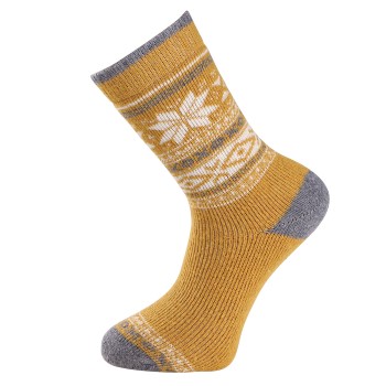 Läs mer om Trofe Knitted Patterned Wool Sock Strumpor Gul Strl 35/38 Dam