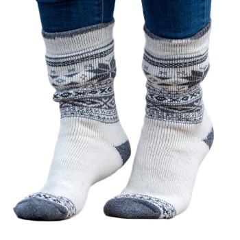 Läs mer om Trofe Knitted Patterned Wool Sock Strumpor Vit Strl 35/38 Dam