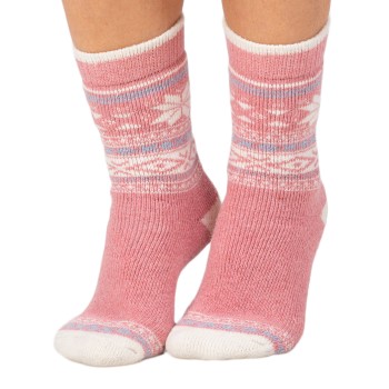 Läs mer om Trofe Knitted Patterned Wool Sock Strumpor Rosa Strl 35/38 Dam