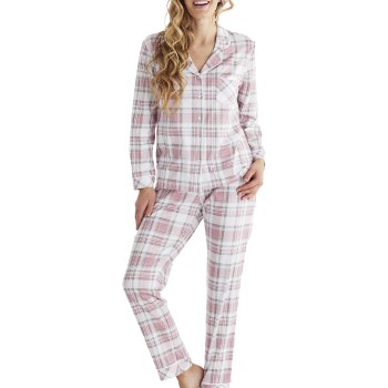 Läs mer om Damella Checked Cotton Pyjamas Rosa Mönstrad bomull Medium Dam