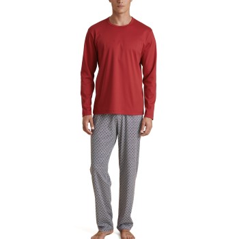 Läs mer om Calida Relax Streamline Long Pyjama Röd Mönstrad bomull Medium Herr