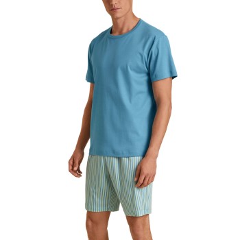 Calida Relax Streamline 3 Short Pyjamas Blå bomull Medium Herr