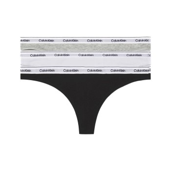 Läs mer om Calvin Klein Trosor 3P Modern Logo Thongs Vit/Grå bomull X-Large Dam