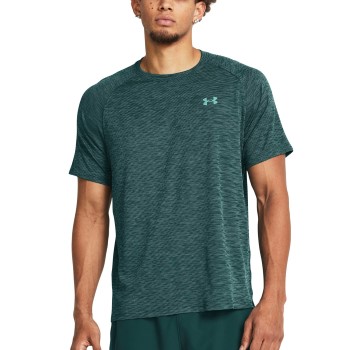 Läs mer om Under Armour Tech Textured SS Shirt Grön polyester X-Large Herr