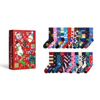 Läs mer om Happy Sock Advent Calendar Socks Gift Set Strumpor 24P Flerfärgad bomull Strl 41/46