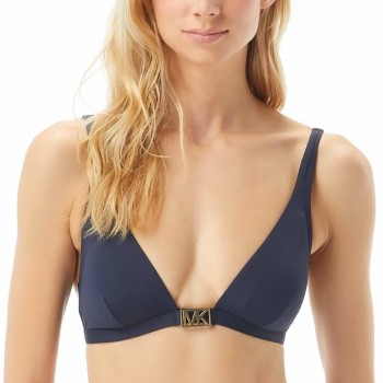 Michael Kors Logo Solids Triangle Bikini Top DEAL1 Marin nylon Large Dam