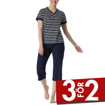 Schiesser Women Three Quarter Pyjamas Blå/Vit bomull 38 Dam