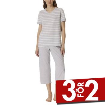 Läs mer om Schiesser Women Three Quarter Pyjamas Vit/Grå bomull 44 Dam