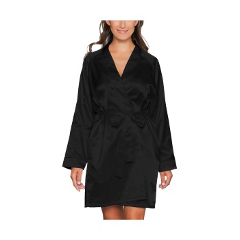 Lady Avenue Satin Short Kimono Svart X-Small Dam | apparel & accessories - clothing - sleepwear & loungewear | ModeLejon