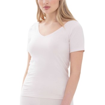 Läs mer om Mey Superfine Organic V-Neck T-Shirt Beige bomull 36 Dam