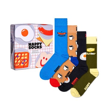 Läs mer om Happy socks Strumpor 4P Breakfast Gift Set Blå Mönstrad bomull Strl 41/46