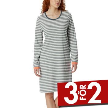 Läs mer om Schiesser Casual Essentials Long Sleeve Sleepshirt Ljusblå Randig bomull 42 Dam