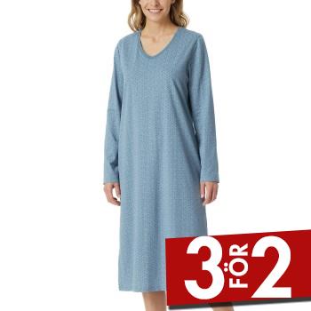 Läs mer om Schiesser Comfort Essentials Longsleeve Sleepshirt Blå Mönstrad bomull 36 Dam