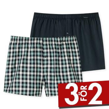 Läs mer om Schiesser Kalsonger 2P Boxershorts multipack Blå/Grön bomull Medium Herr