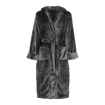 Decoy Long Terry Robe With Hood Grå polyester Medium Dam | apparel & accessories - clothing - sleepwear & loungewear - robes | ModeLejon