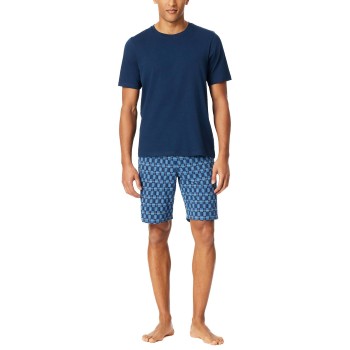 Schiesser Casual Essentials Short Sleeve Pyjama Marin mönstrad bomull Medium Herr | apparel & accessories - clothing - sleepwear & loungewear - pajamas | ModeLejon