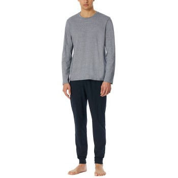 Schiesser Casual Essentials Long Pyjama With Cuffs Mörkblå bomull X-Large Herr | apparel & accessories - clothing - sleepwear & loungewear - pajamas | ModeLejon