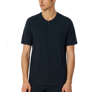 Schiesser Mix and Relax T-shirt Button Mörkblå bomull Large Herr | apparel & accessories - clothing - shirts & tops | ModeLejon