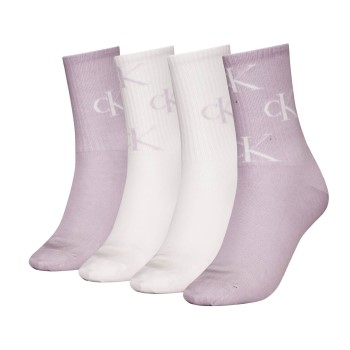 Calvin Klein Strumpor 4P Women Aop Socks Gift Box Vit/Lila One Size Dam | apparel & accessories - clothing - underwear & socks - socks | ModeLejon