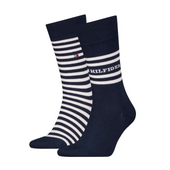Tommy Hilfiger Strumpor 2P Men Breton Crew Socks Marin Strl 43/46 Herr | apparel & accessories - clothing - underwear & socks - socks | ModeLejon