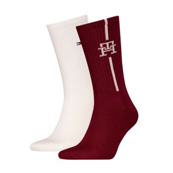 Tommy Hilfiger Strumpor 2P Monogram Sock Vit/Röd Strl 43/46 Herr | apparel & accessories - clothing - underwear & socks - socks | ModeLejon