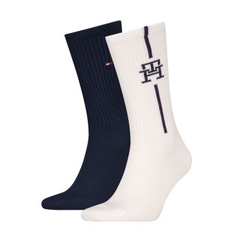 Tommy Hilfiger Strumpor 2P Monogram Sock Vit/Marin Strl 43/46 Herr | apparel & accessories - clothing - underwear & socks - socks | ModeLejon