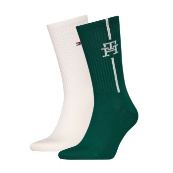 Tommy Hilfiger Strumpor 2P Monogram Sock Grön/Vit Strl 43/46 Herr | apparel & accessories - clothing - underwear & socks - socks | ModeLejon